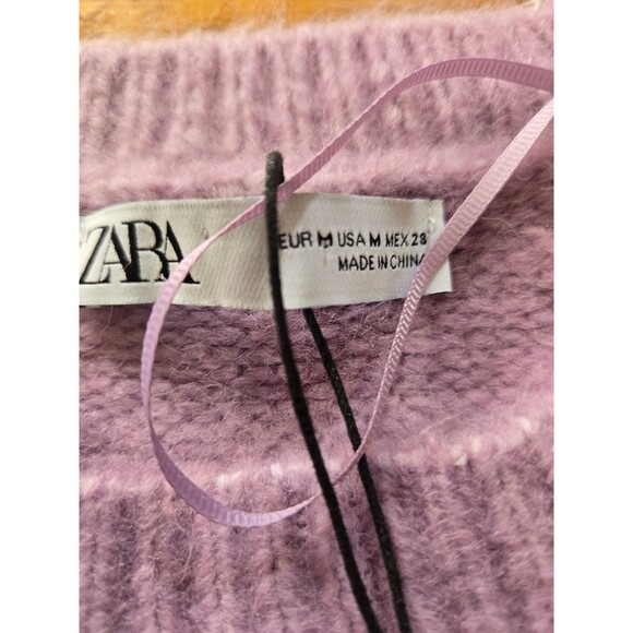 Zara Womens Oversized Soft Lavender Knit Sweater Size Medium NWT - Picture 2 of 6